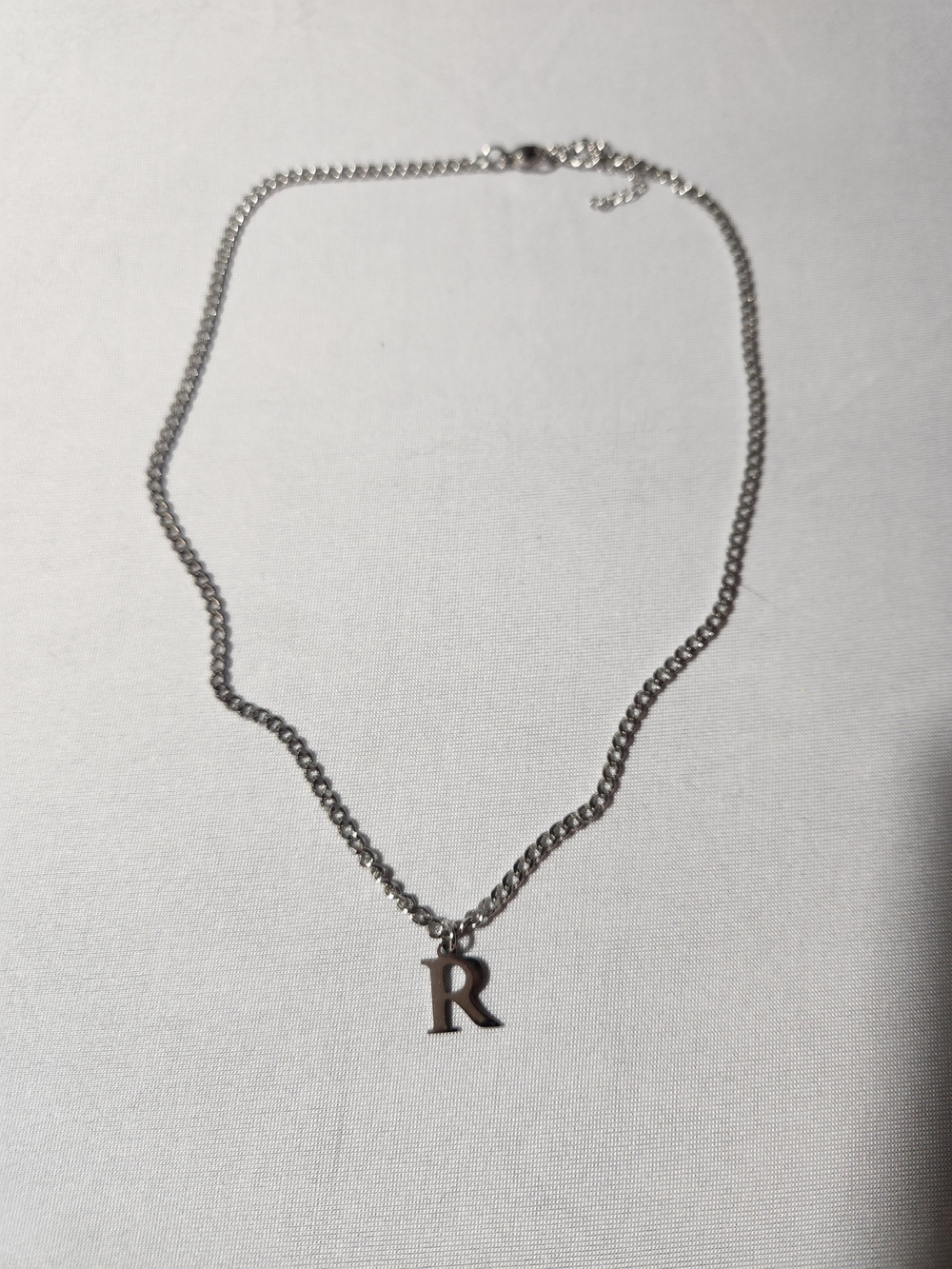 Sterling Silver Initial 'R' Pendant Necklace - Silver